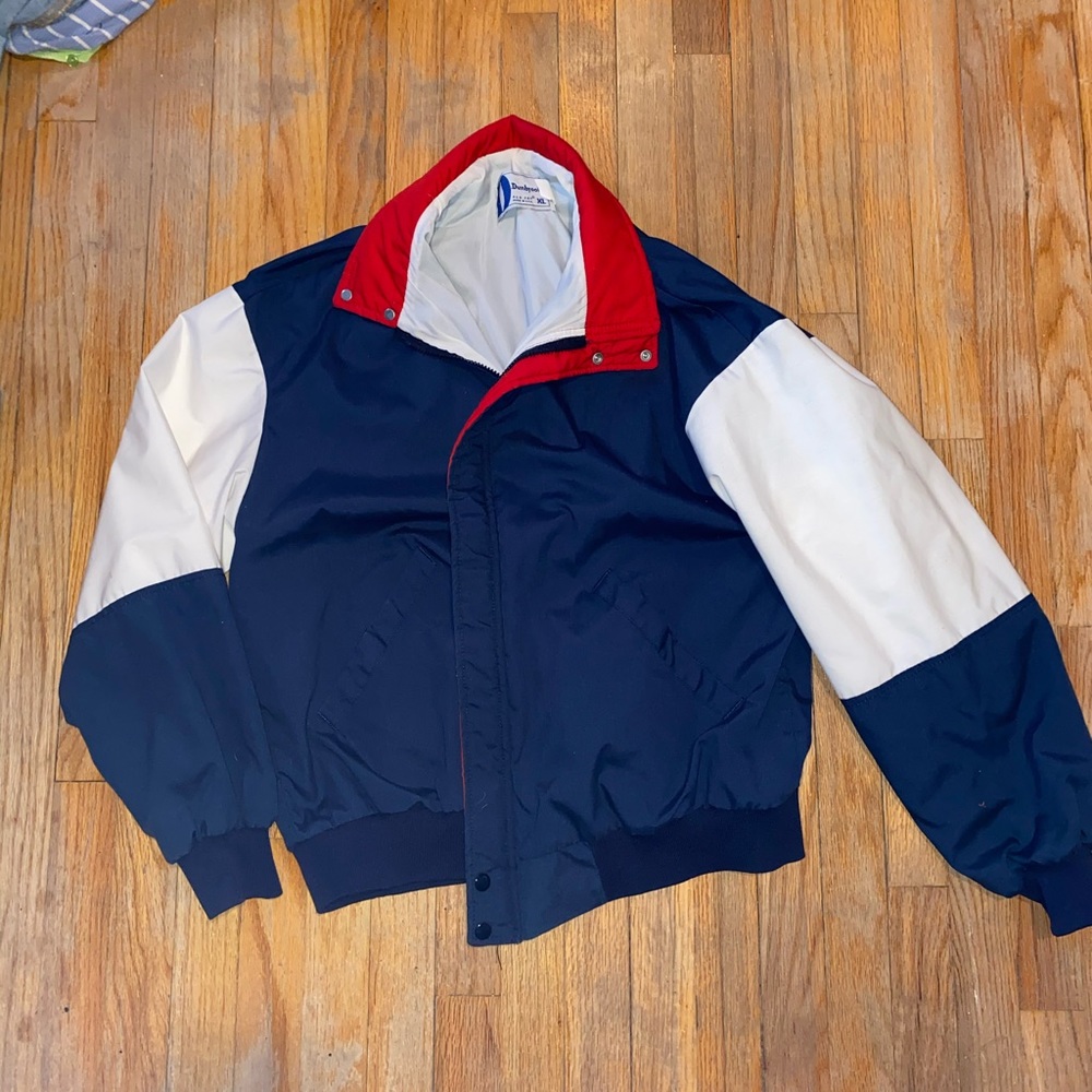Red, white, and blue bomber jacket